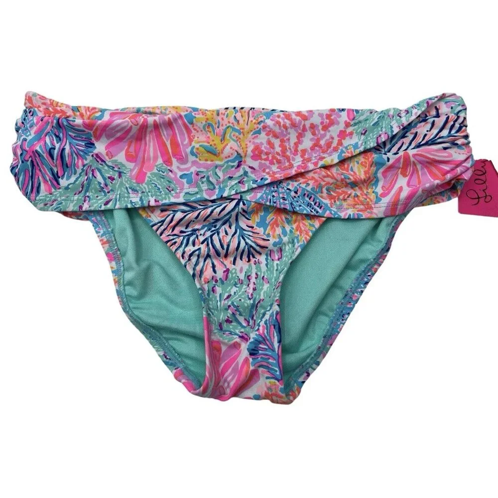 Lilly Pulitzer SPLASH DANCE LAGOON SARONG HIPSTER Swimsuit Bikini Bottom Size 2‎